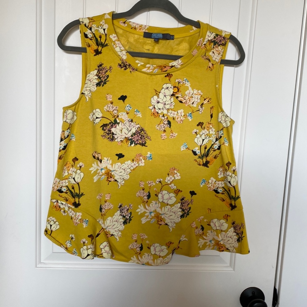Anthropology Eva Franco yellow flower tank, size medium